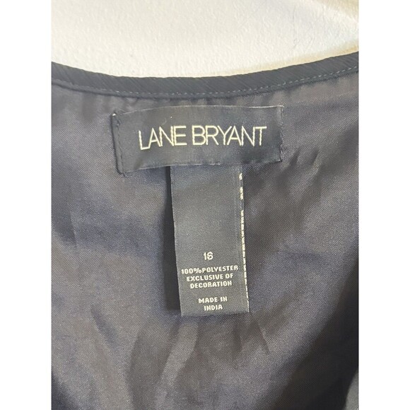 LANE BRYANT Pleated Sleeveless Black Midi Dress Women 16 Sequins Event Formal - Picture 2 of 12